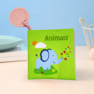کتاب پارچه ای وارداتی نوزاد طرح حیوانات به همراه دندانگیر و سوت