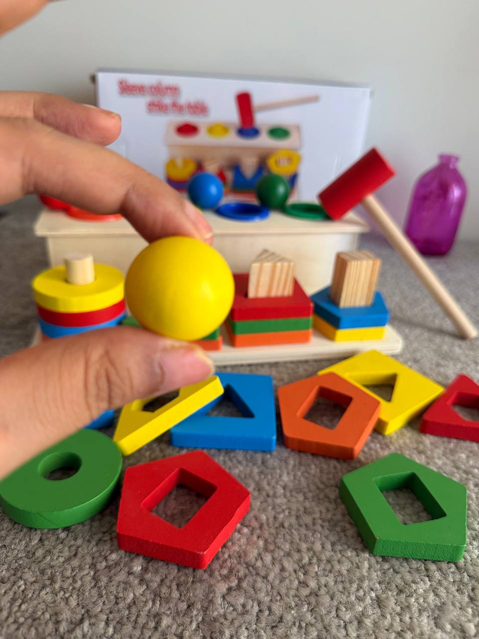 دالی توپه چکشی و پایه اشکال چوبی کودک